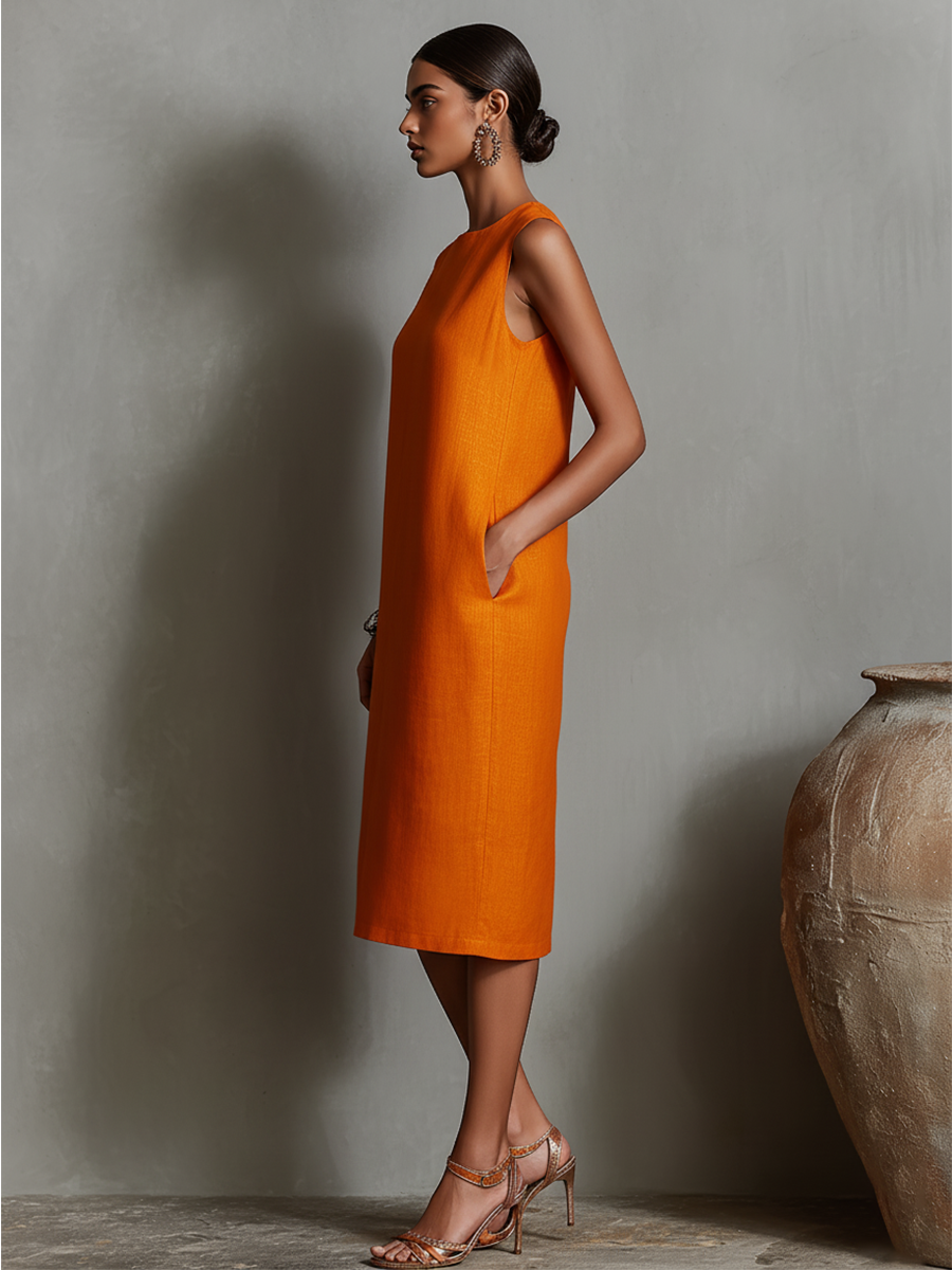 Chic Pocketed Midi Dress