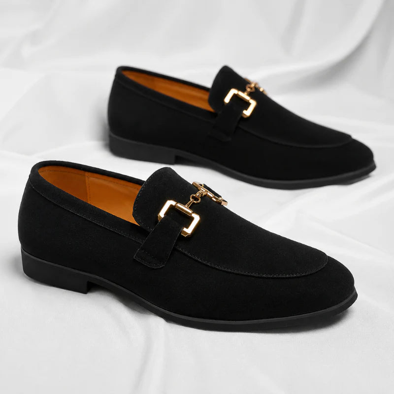 Suede Moccasins with Gold Horsebit