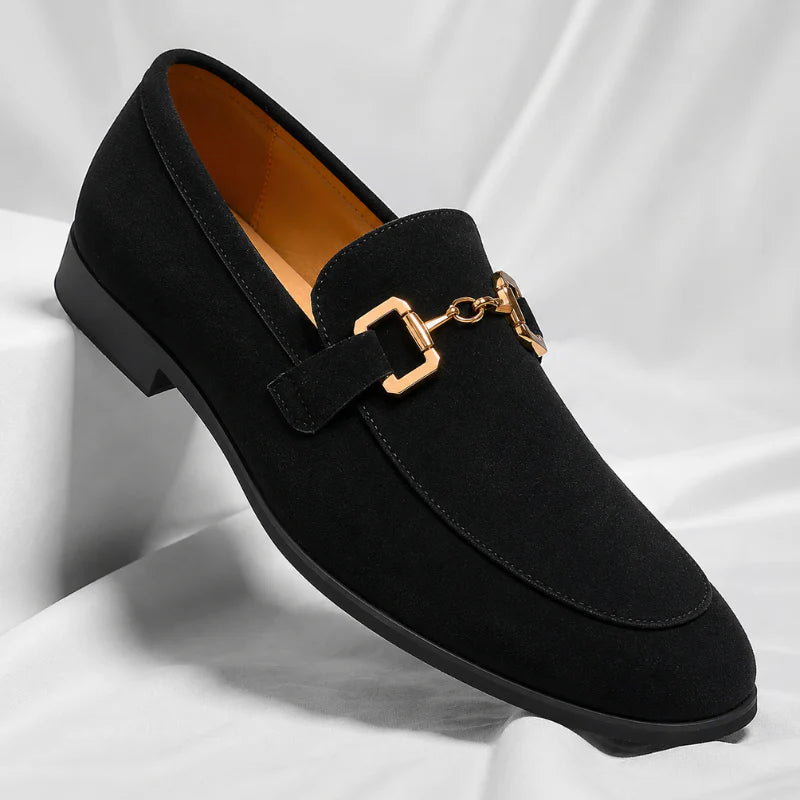 Suede Moccasins with Gold Horsebit
