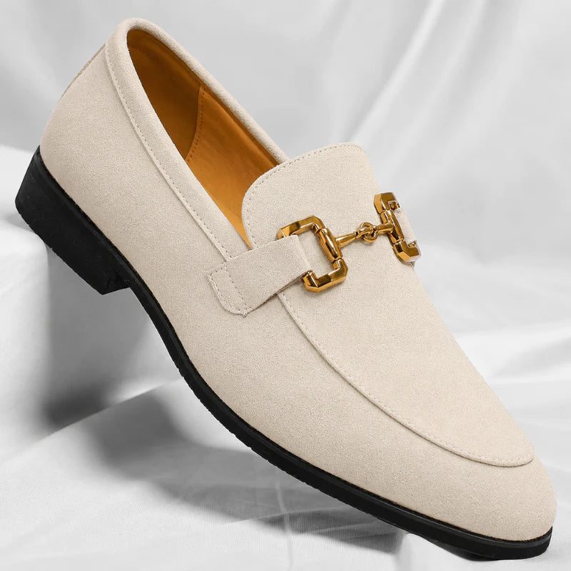 Suede Moccasins with Gold Horsebit