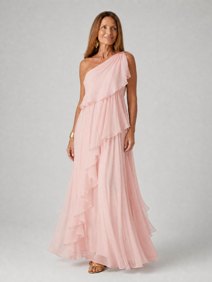 Ruffle Elegance One-Shoulder Maxi Dress