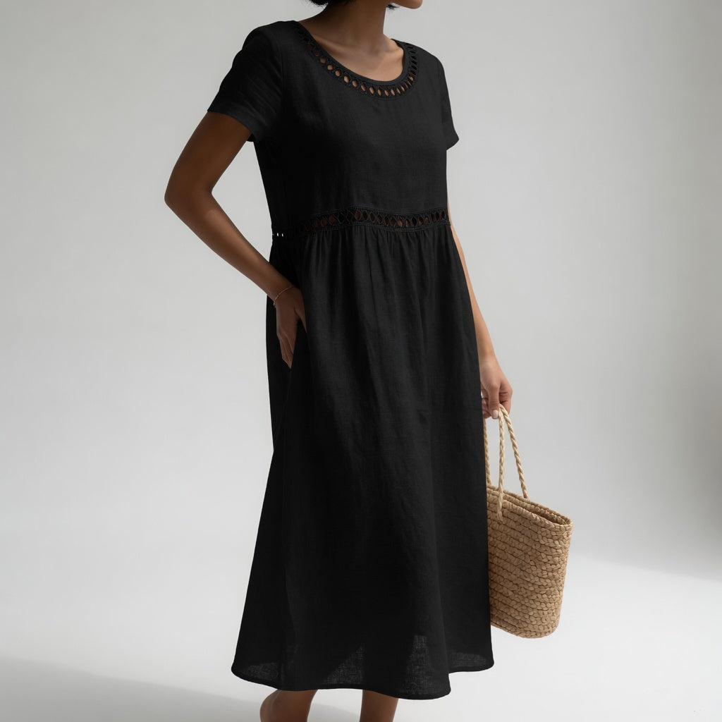 Embroidered Cotton Midi Dress