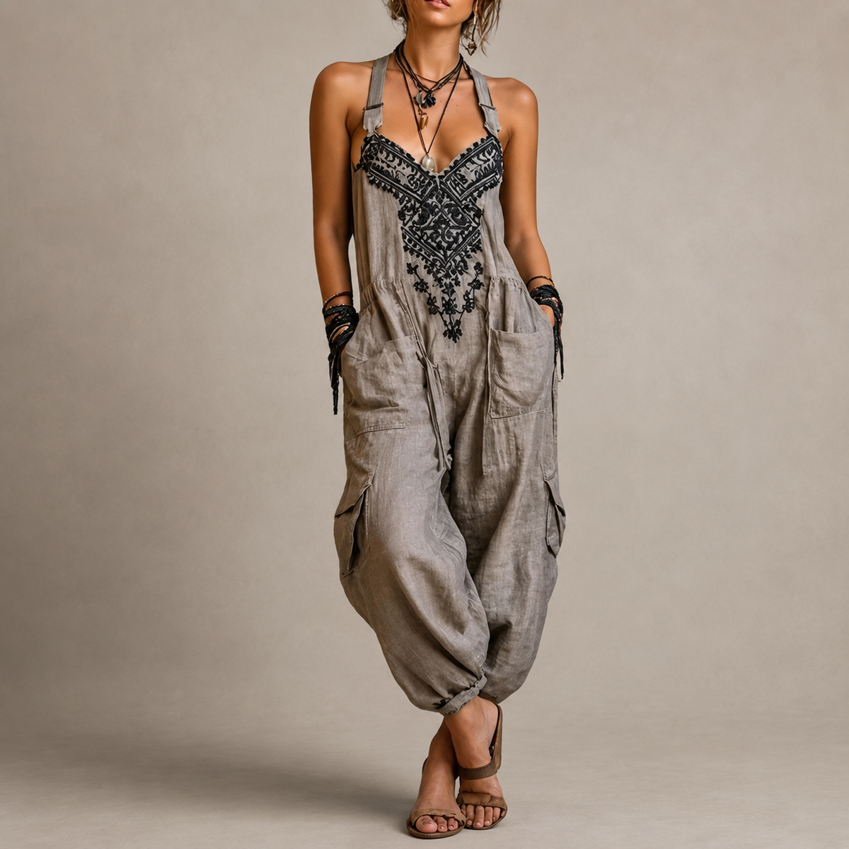 Embroidered Bohemian Jumpsuit