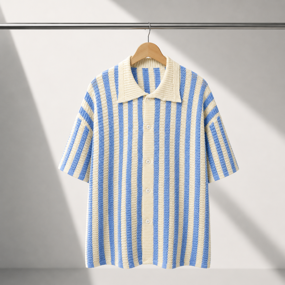 Striped Knit Polo Shirt