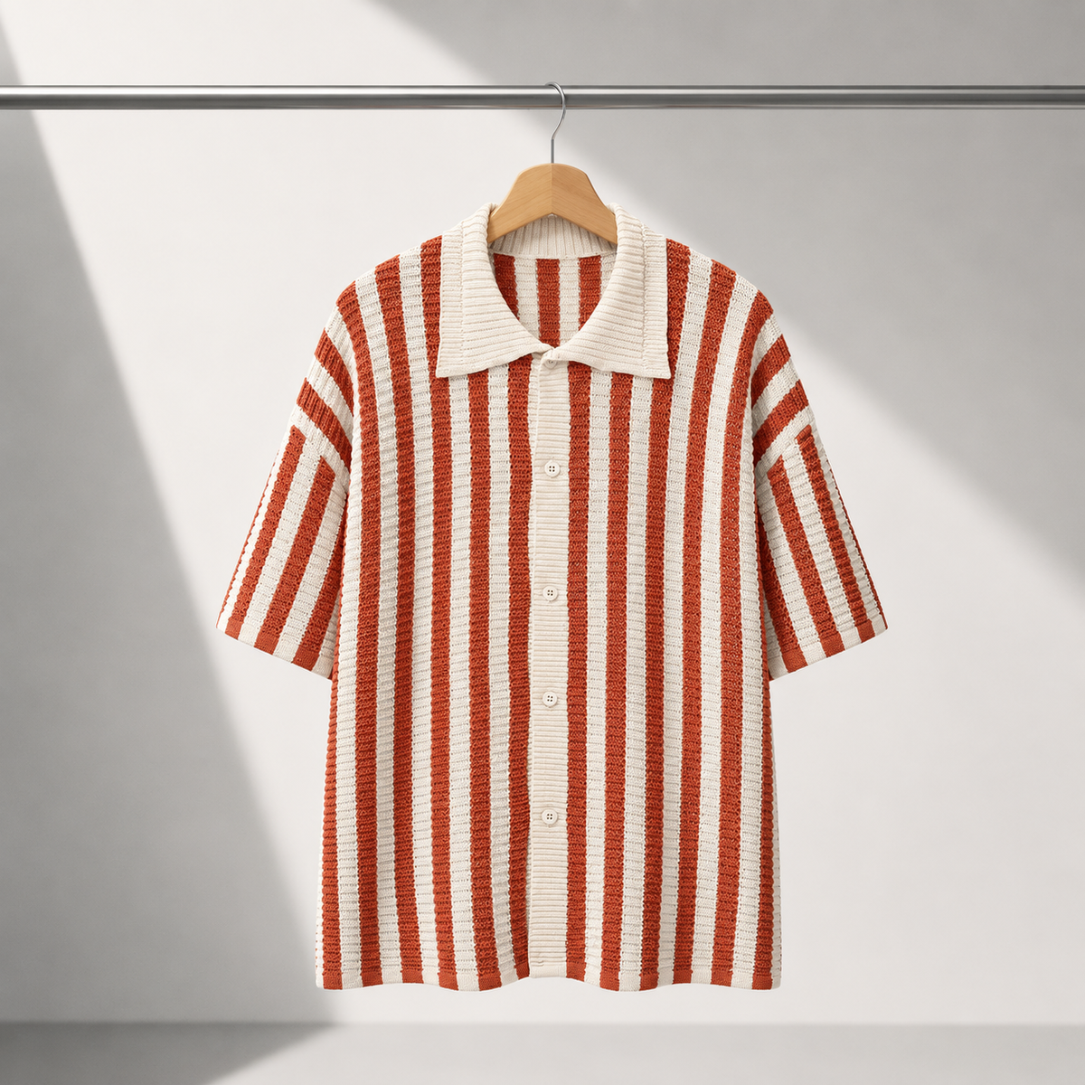 Striped Knit Polo Shirt