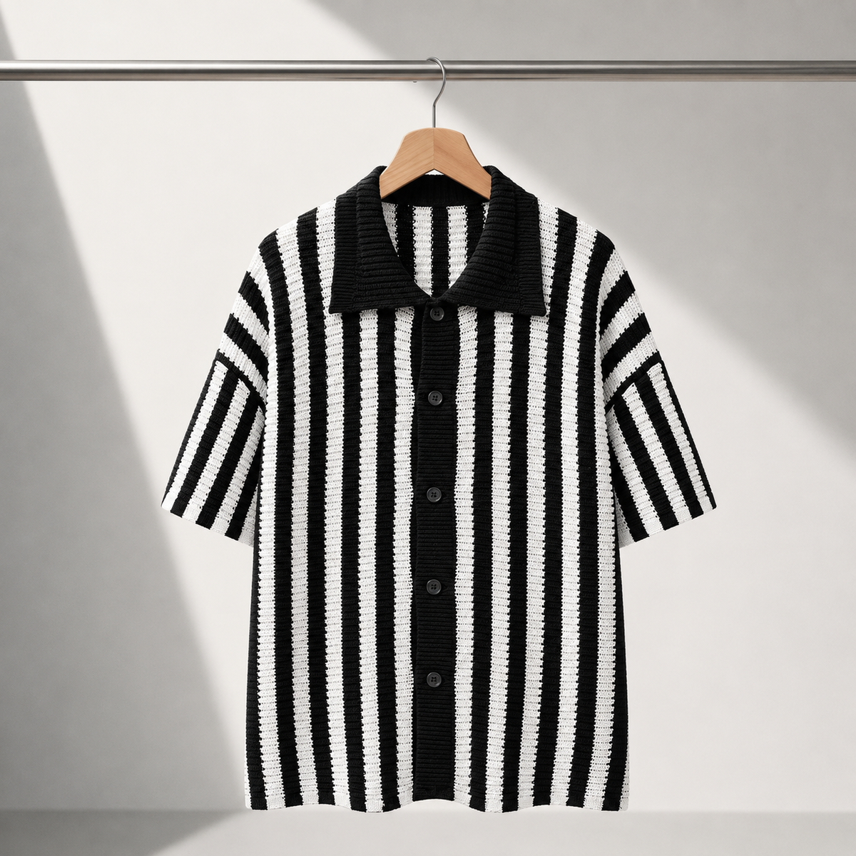 Striped Knit Polo Shirt