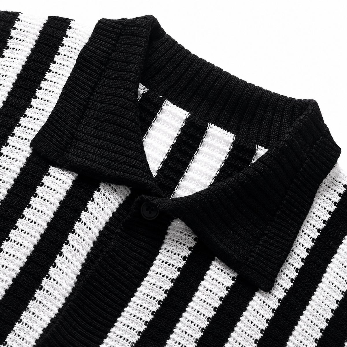 Striped Knit Polo Shirt