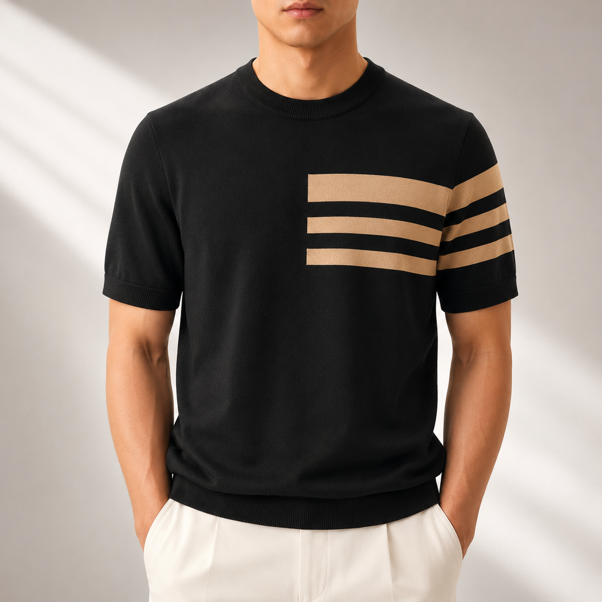 Striped Knit Cotton Tee