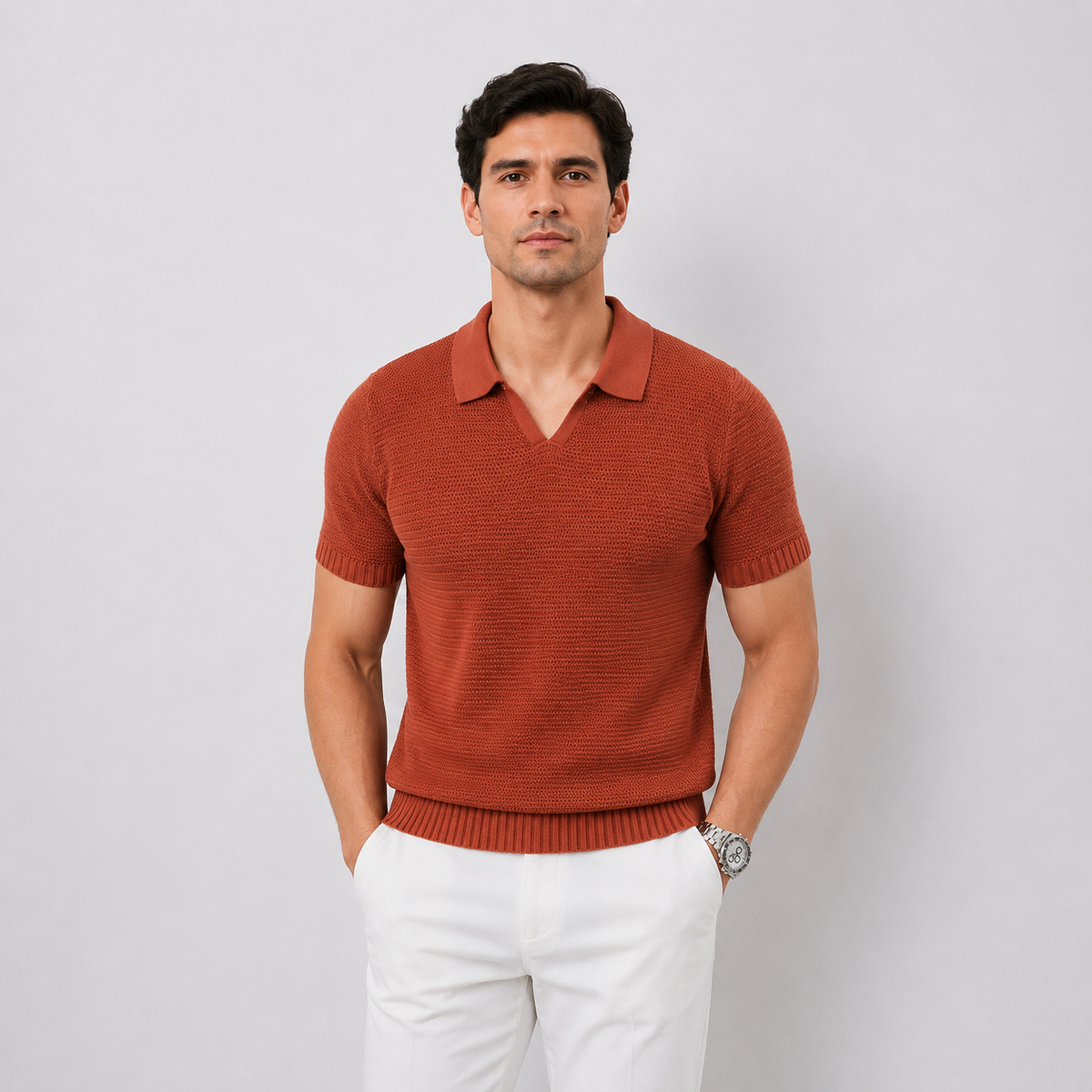 Luxurious Knit Polo Top