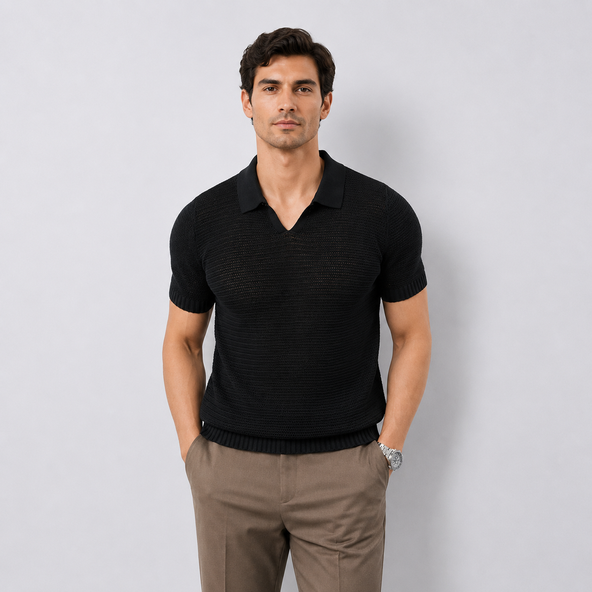 Luxurious Knit Polo Top