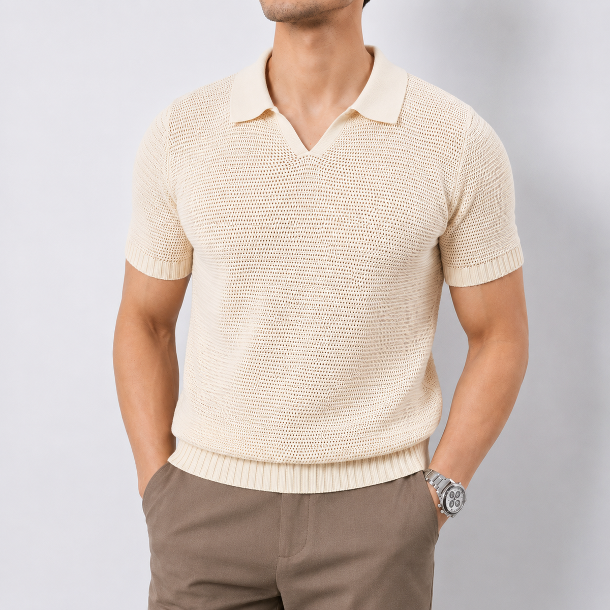 Luxurious Knit Polo Top
