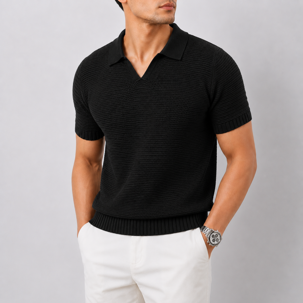 Luxurious Knit Polo Top