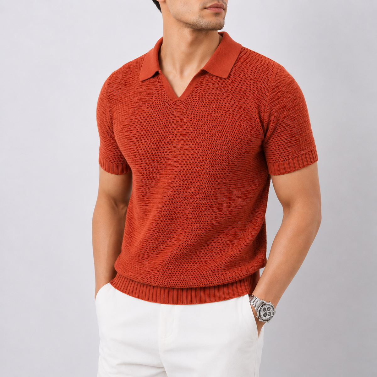 Luxurious Knit Polo Top