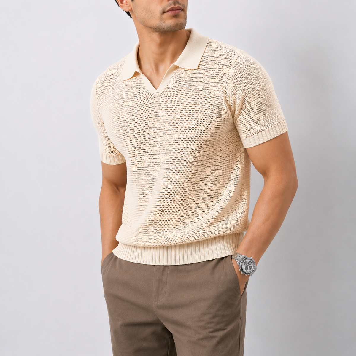 Luxurious Knit Polo Top