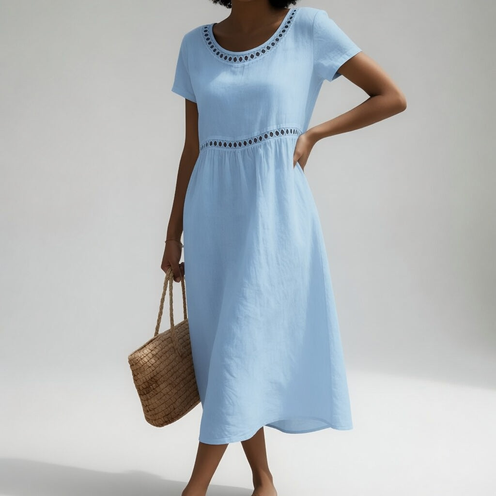 Embroidered Cotton Midi Dress