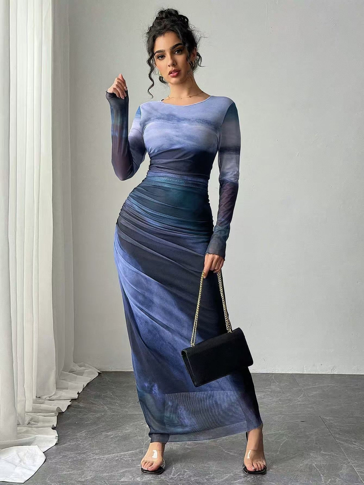 Printed Bodycon Maxi Dress
