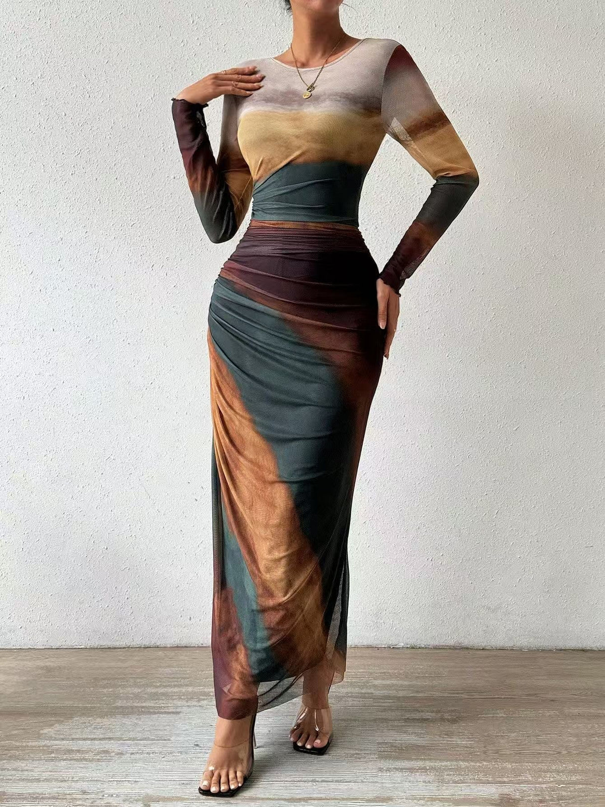 Printed Bodycon Maxi Dress