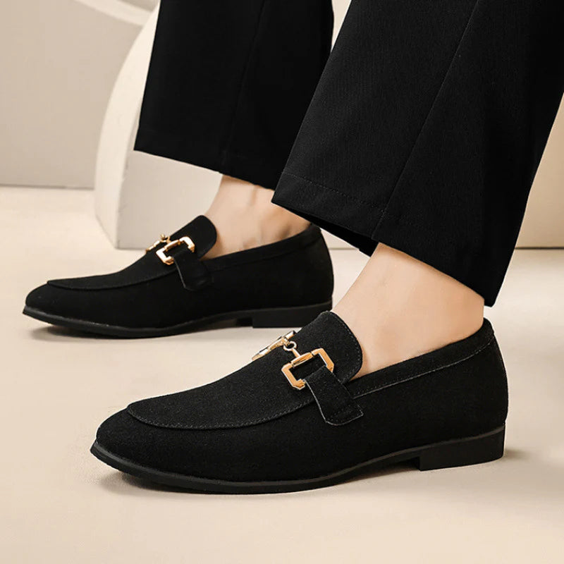 Suede Moccasins with Gold Horsebit