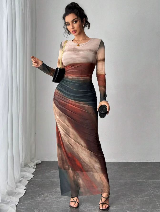 Printed Bodycon Maxi Dress