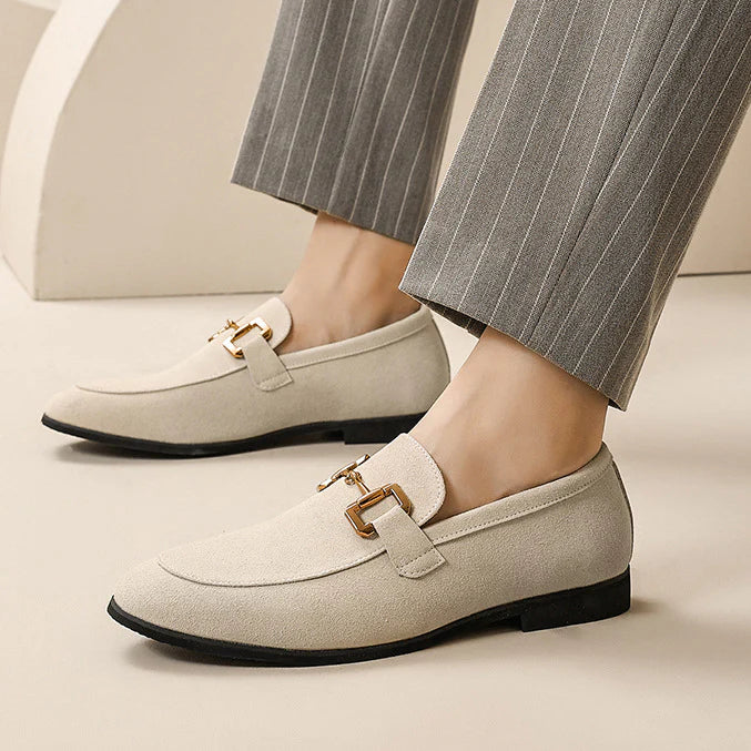 Suede Moccasins with Gold Horsebit
