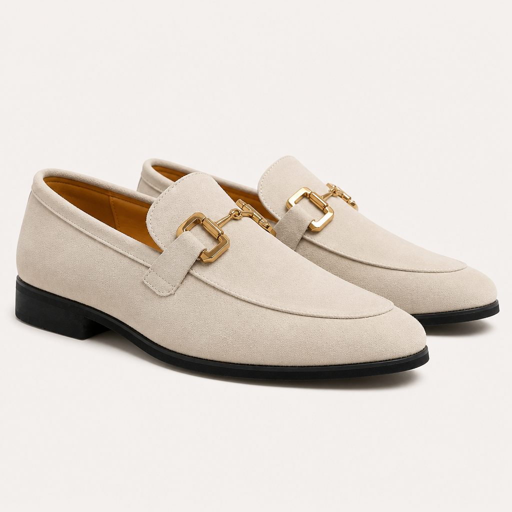 Suede Moccasins with Gold Horsebit