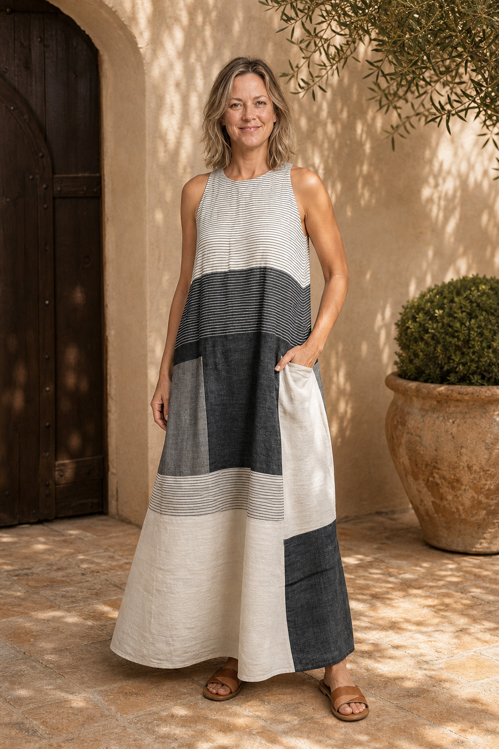 Sleeveless Striped Maxi Dress