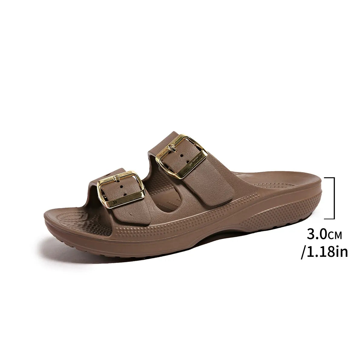 Leather Double Buckle Slides