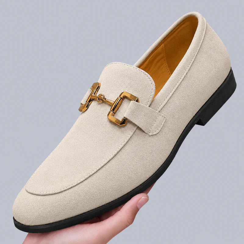Suede Moccasins with Gold Horsebit