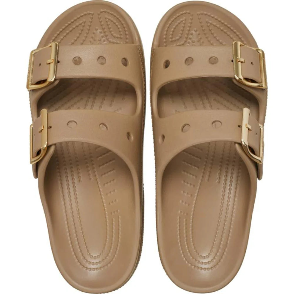 Leather Double Buckle Slides