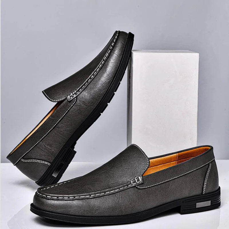 Italian Leather Slip-On Loafers