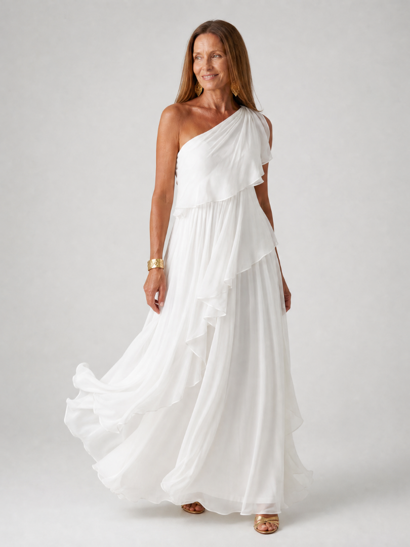 Ruffle Elegance One-Shoulder Maxi Dress