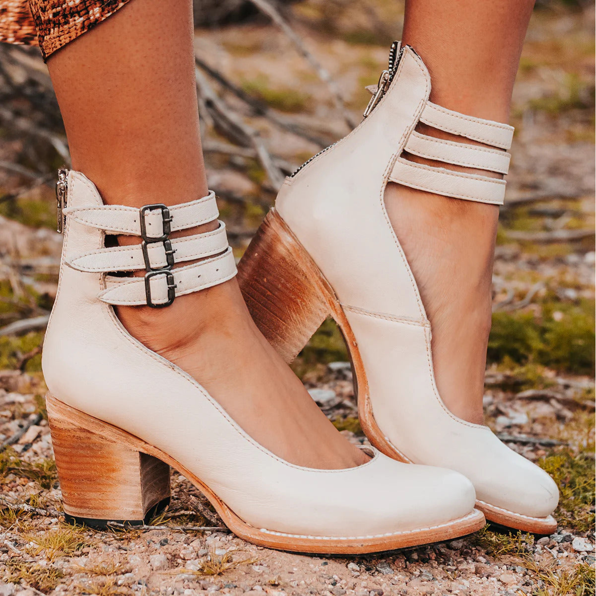 Triple Buckle Leather Heels