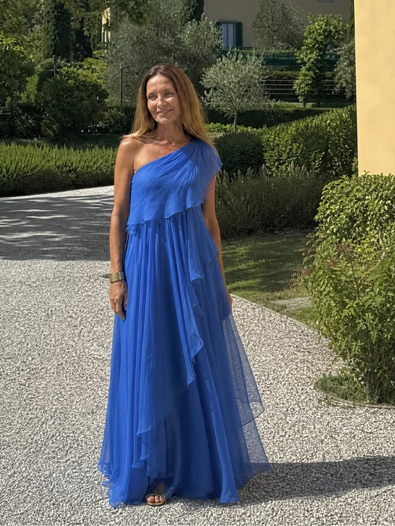 Ruffle Elegance One-Shoulder Maxi Dress