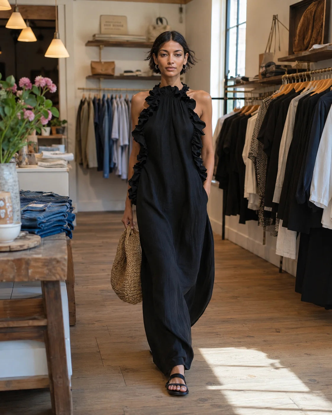 Isabella Refined Gathered Maxi Dress