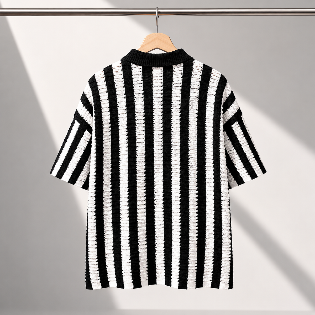 Striped Knit Polo Shirt