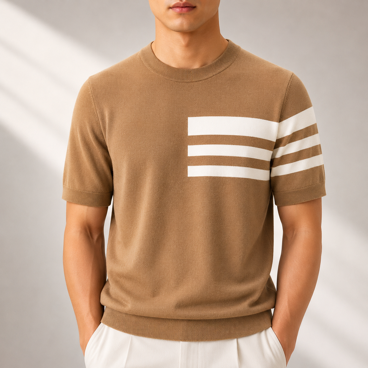Striped Knit Cotton Tee