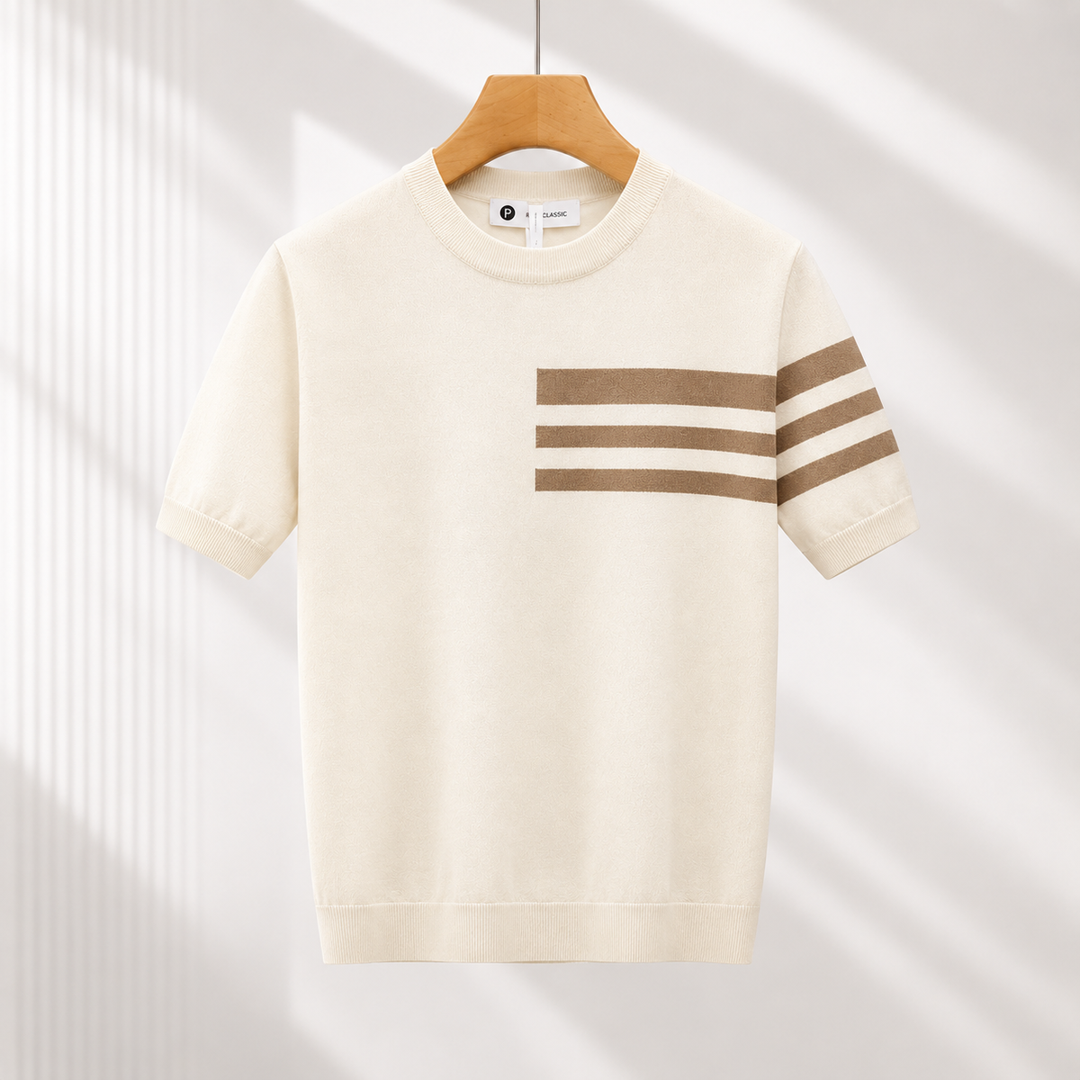 Striped Knit Cotton Tee