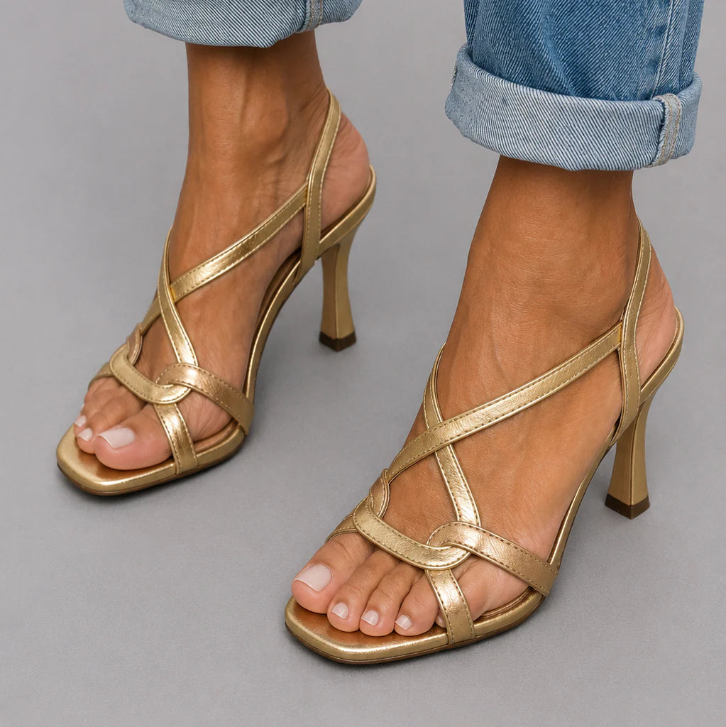 Golden High-Heel Sandal Elegance