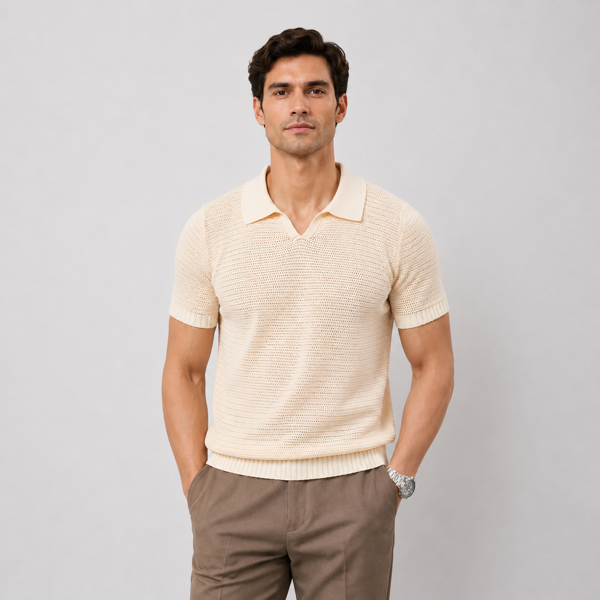 Luxurious Knit Polo Top
