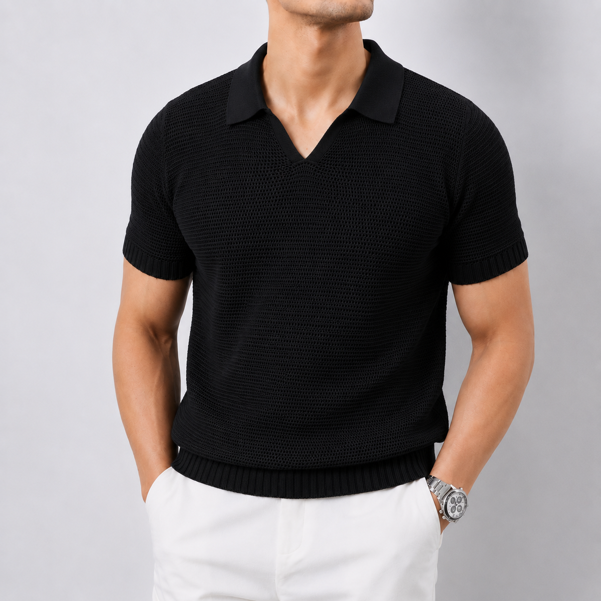 Luxurious Knit Polo Top