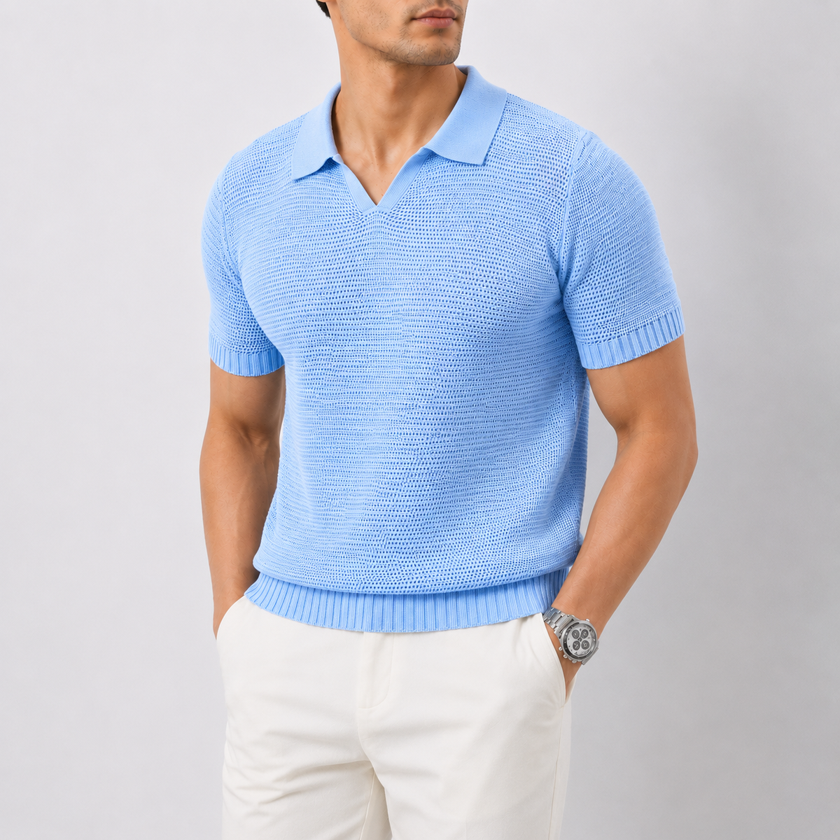 Luxurious Knit Polo Top
