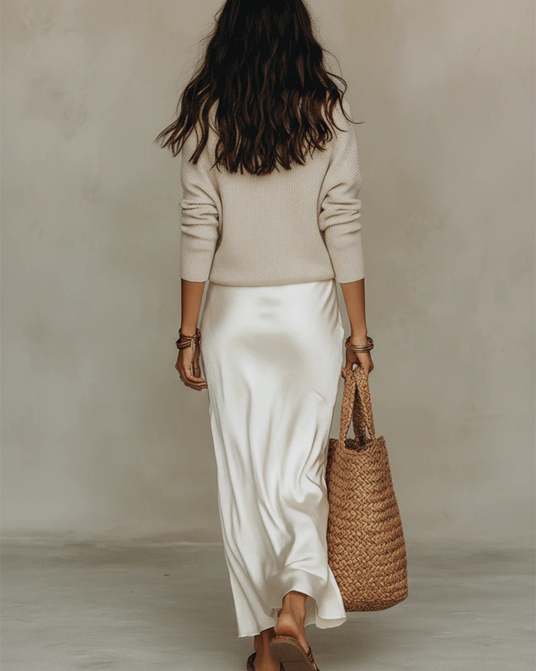 Elegant Slip Dress and Knit Ensemble