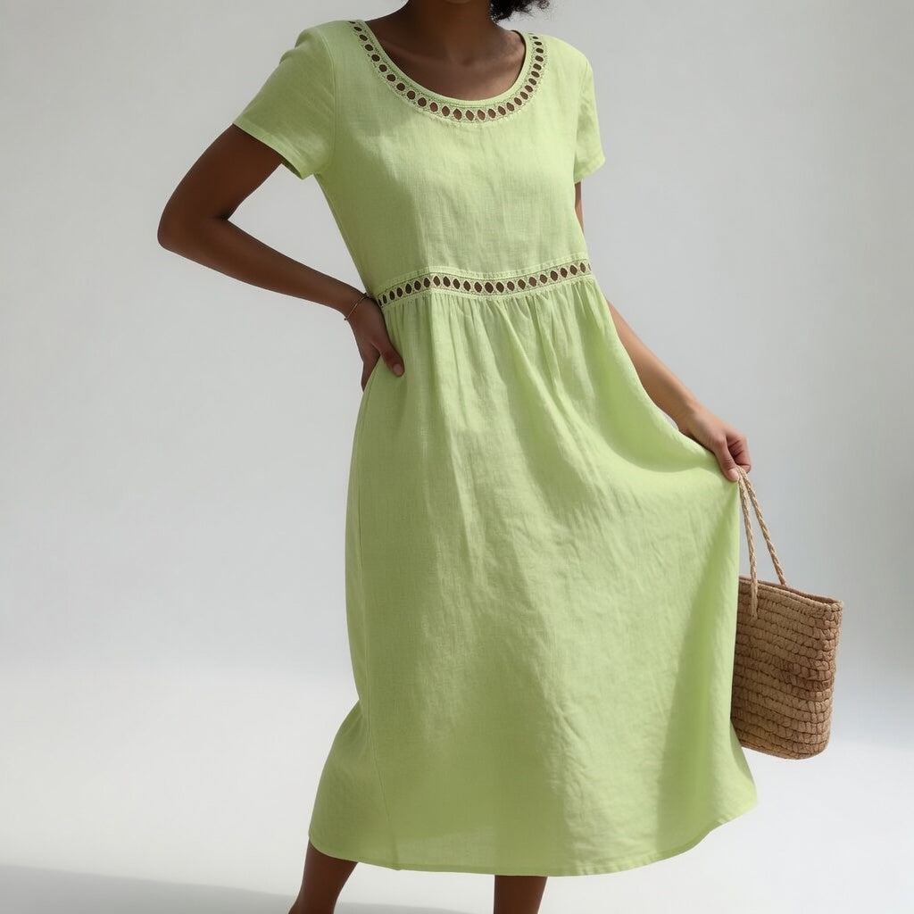 Embroidered Cotton Midi Dress