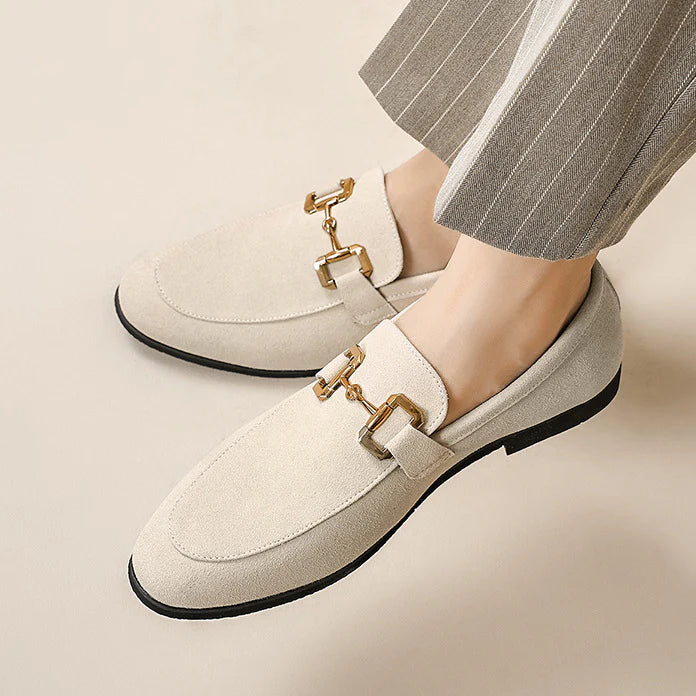 Suede Moccasins with Gold Horsebit
