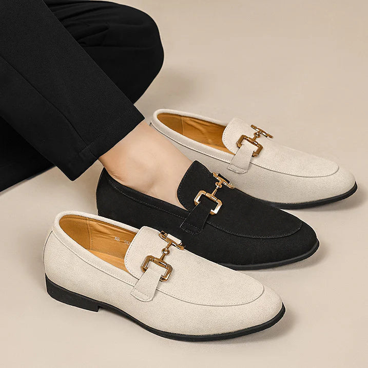 Suede Moccasins with Gold Horsebit