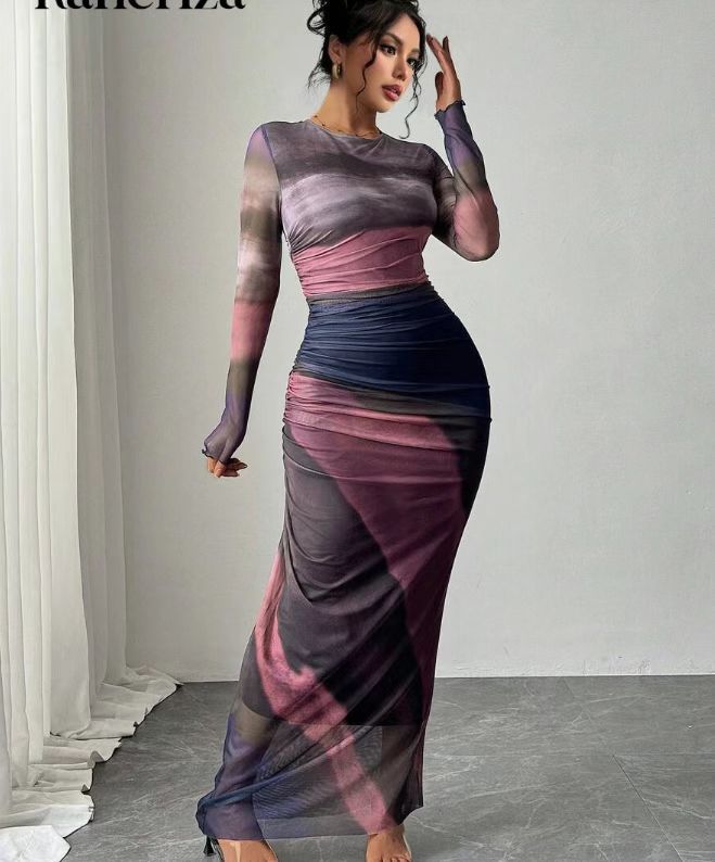 Printed Bodycon Maxi Dress