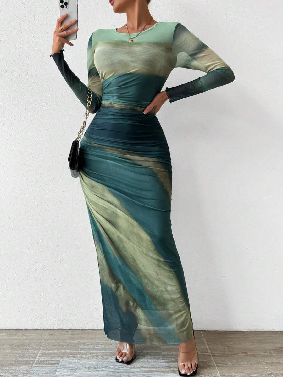 Printed Bodycon Maxi Dress
