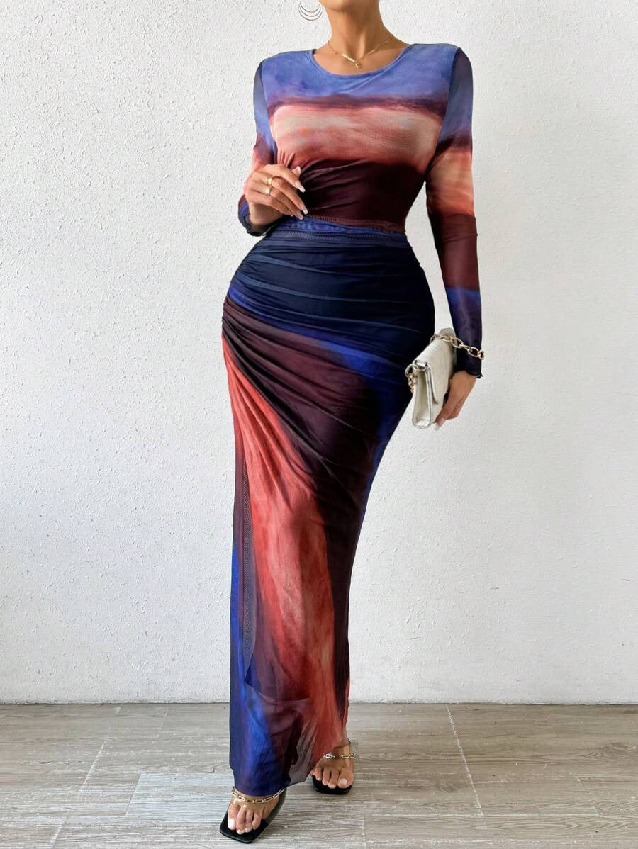 Printed Bodycon Maxi Dress