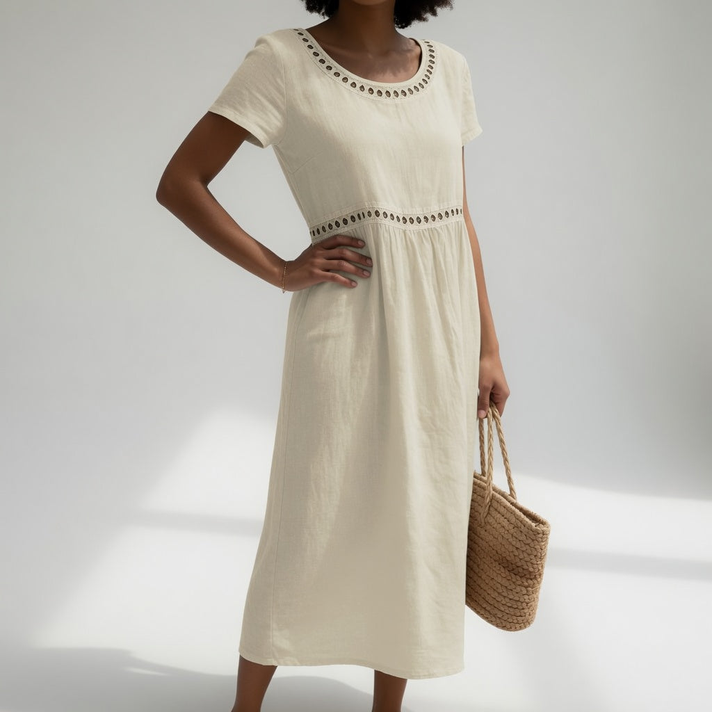 Embroidered Cotton Midi Dress