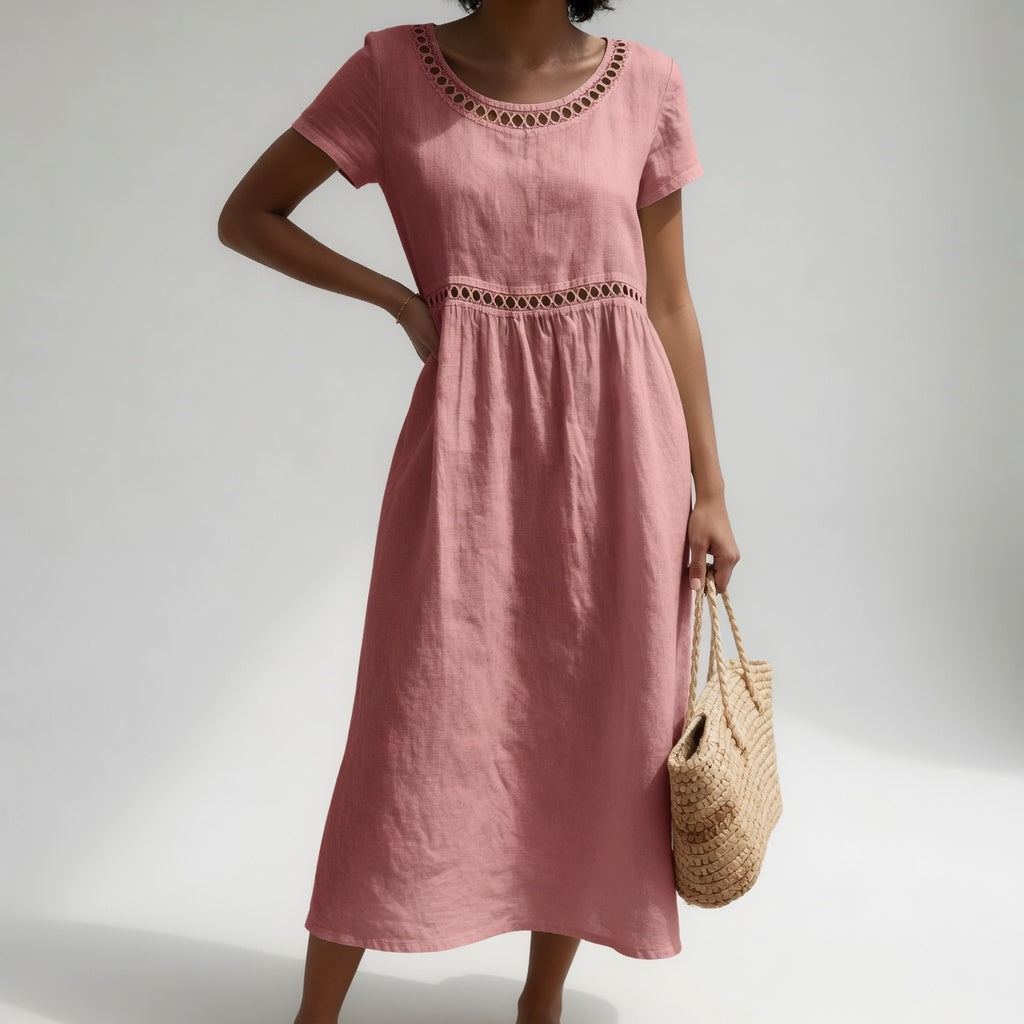 Embroidered Cotton Midi Dress